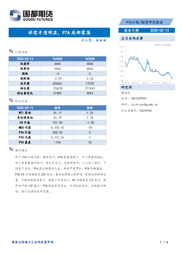 PTA日报：供需矛盾明显，PTA底部震荡