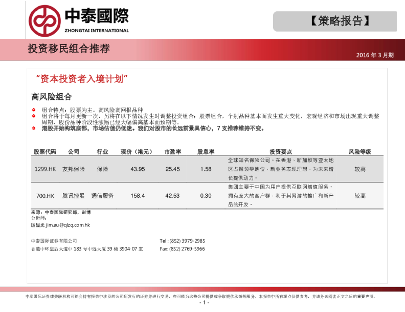 投资移民组合推荐