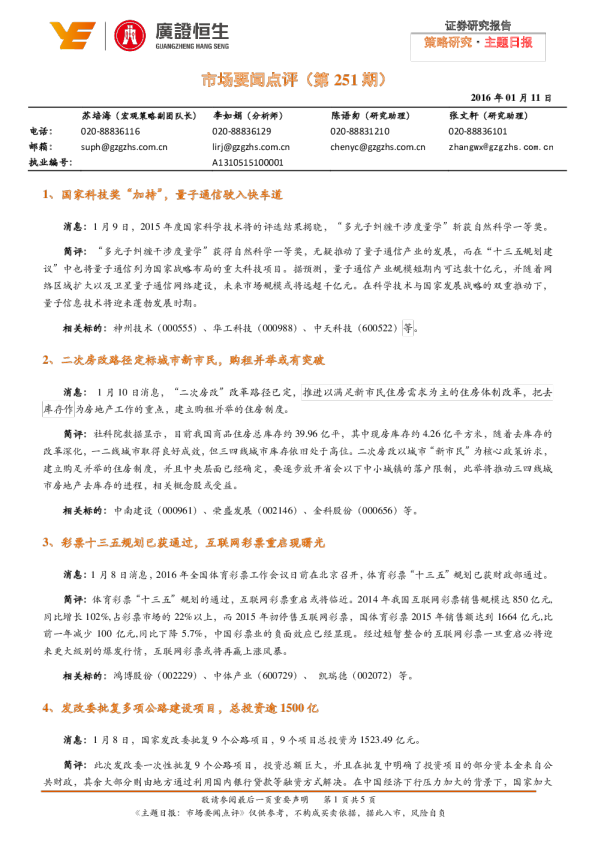 市场要闻点评（第251期）