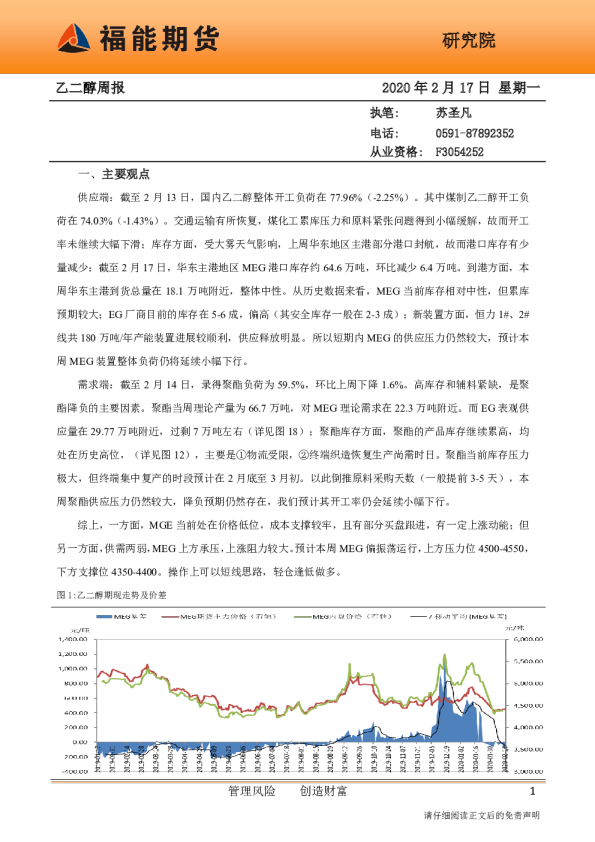 福能期货乙二醇周报