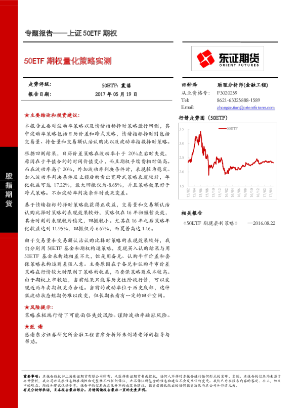 50ETF期权量化策略实测