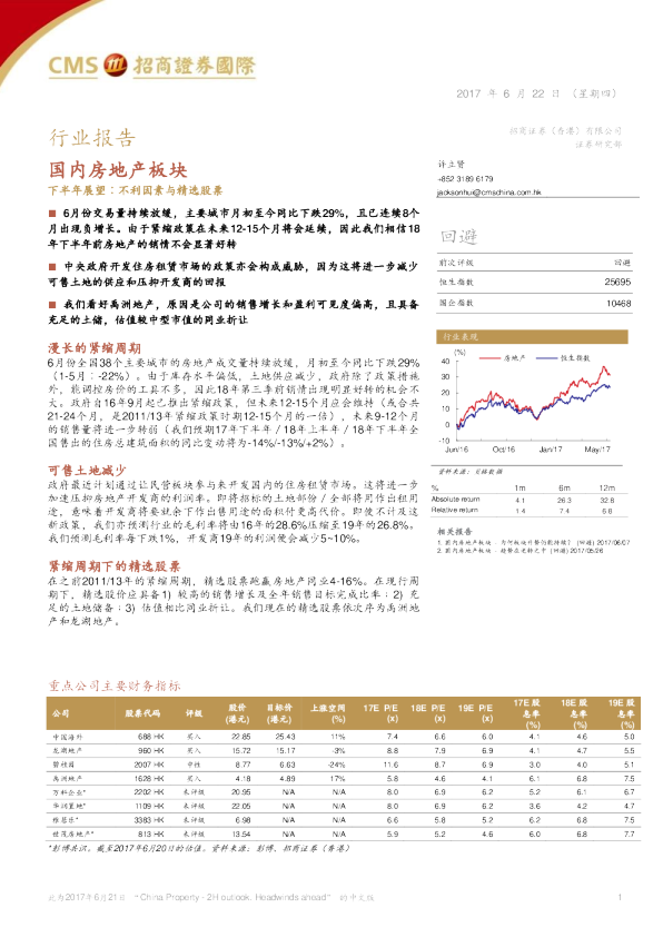 国内房地产板块下半年展望：不利因素与精选股票