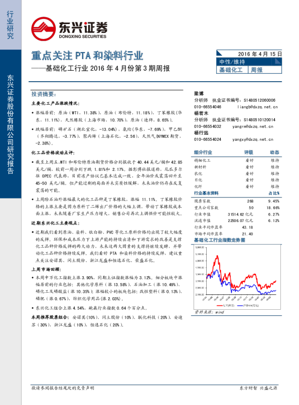 重点关注PTA和染料行业