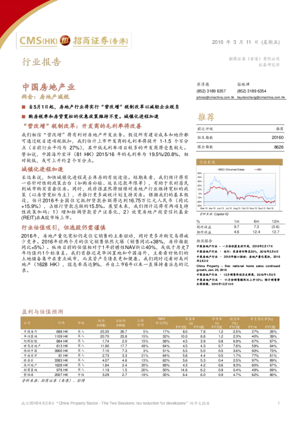 两会：房地产减税
