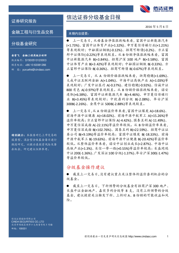 信达证券分级基金日报