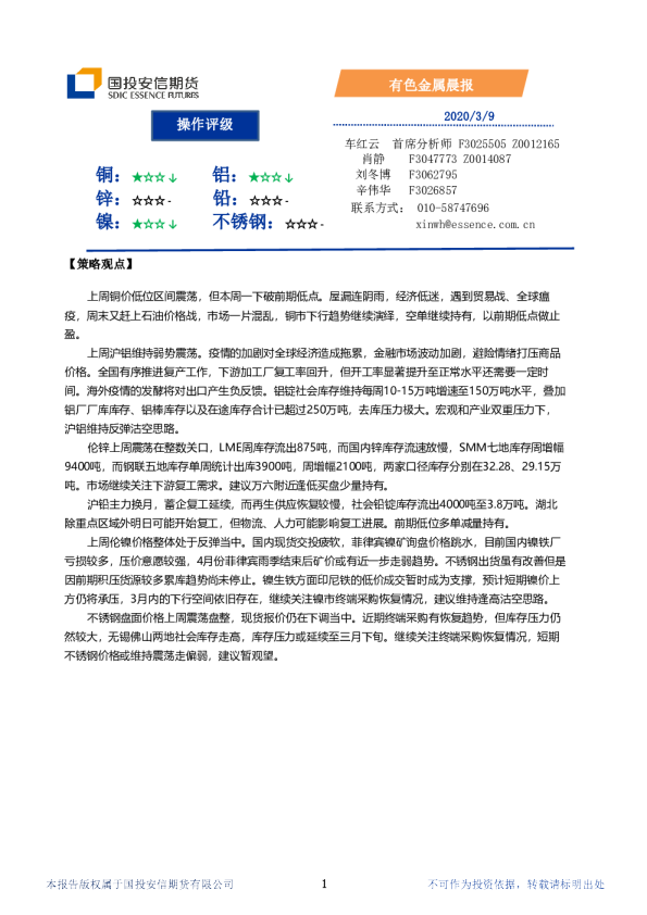 有色金属晨报