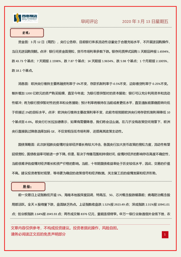 早间评论