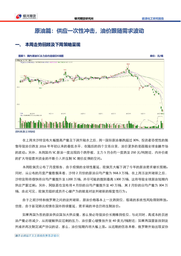 原油篇：供应一次性冲击，油价跟随需求波动