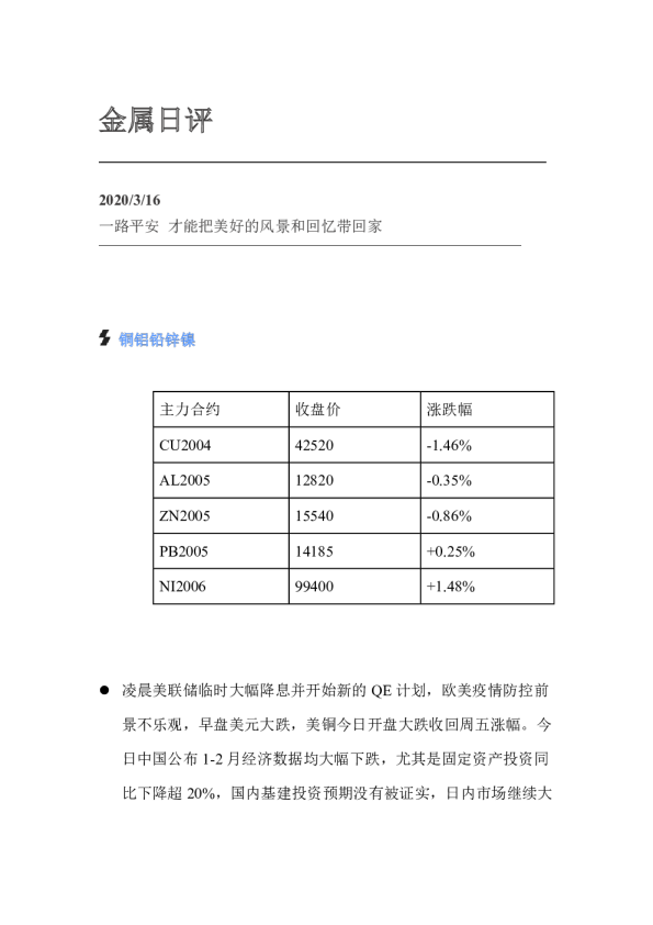 金属日评