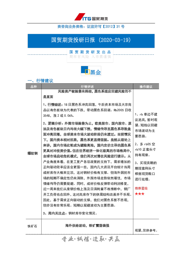 投研日报：黑金