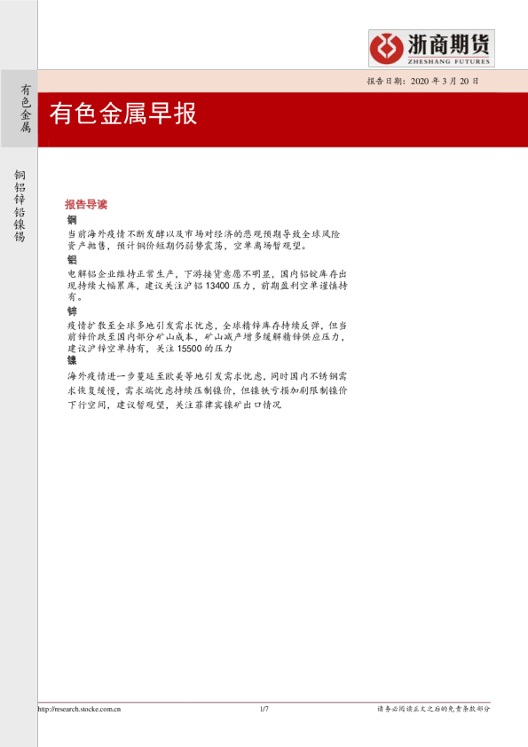 有色金属早报