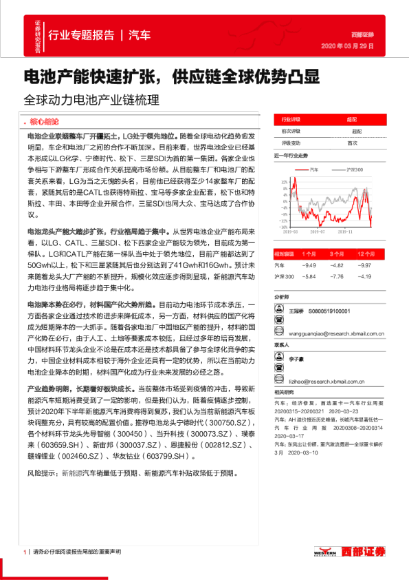 汽车行业专题报告：全球动力电池产业链梳理，电池产能快速扩张，供应链全球优势凸显