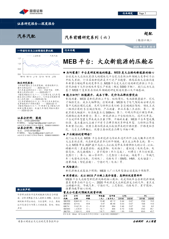汽车前瞻研究系列（六）：MEB平台：大众新能源的压舱石