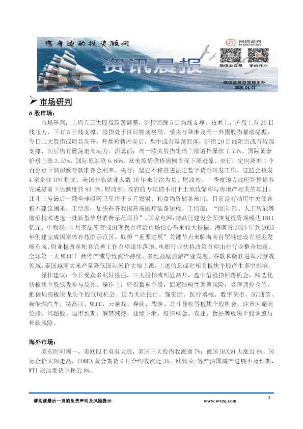 网信证券资讯晨报