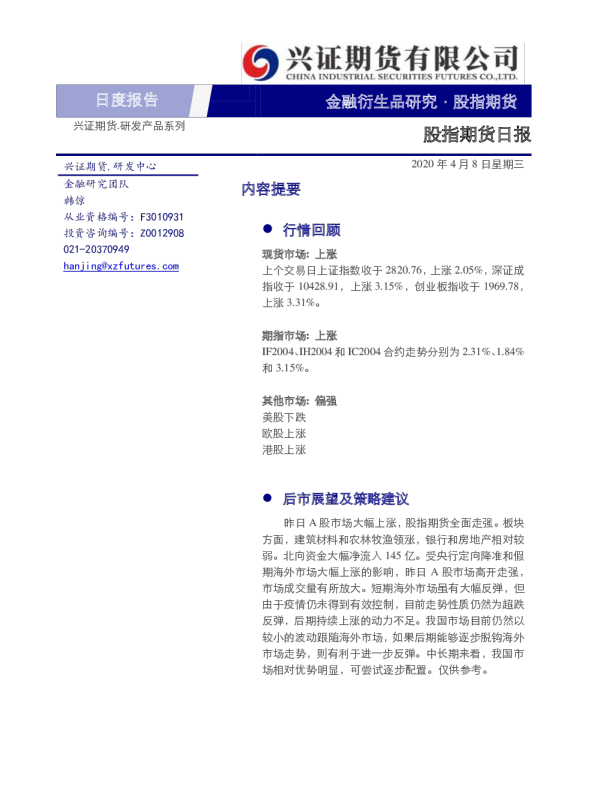 股指期货日报