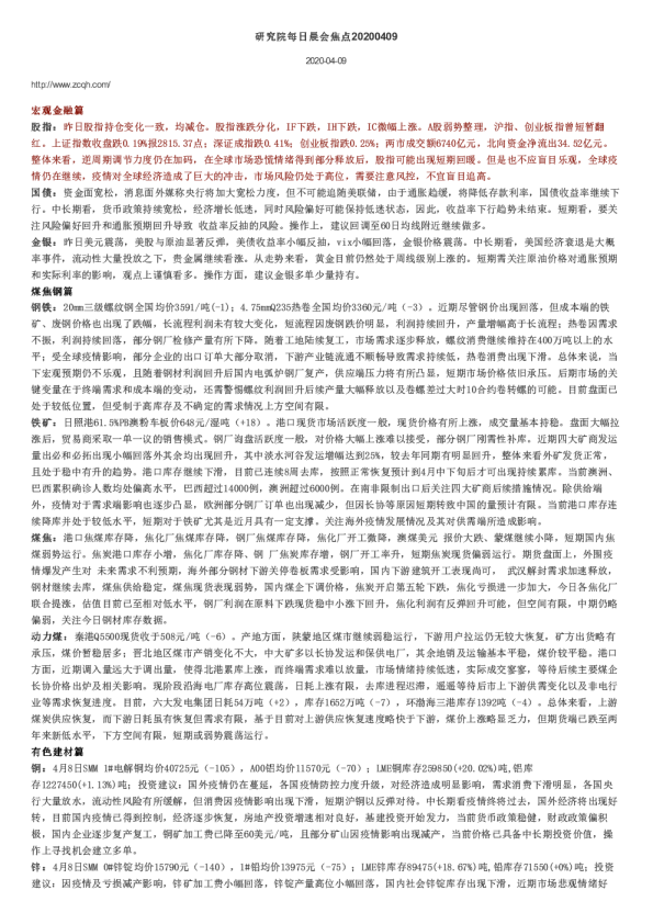 中财期货研究院每日晨会焦点
