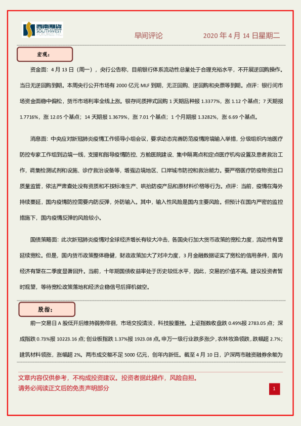 早间评论