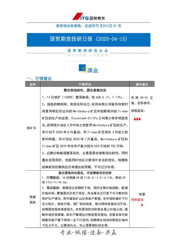 投研日报：黑金