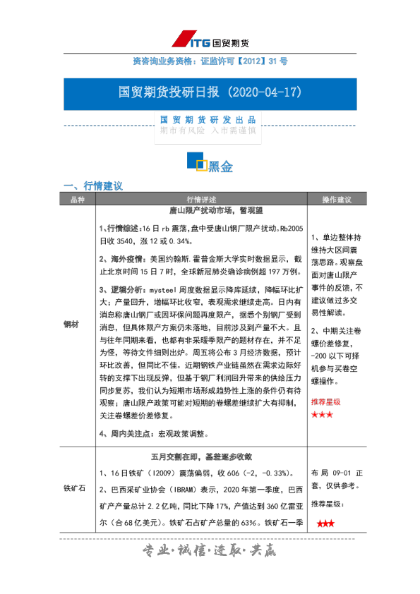 投研日报：黑金