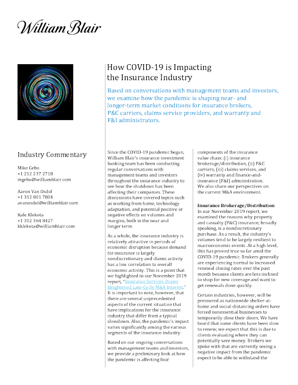COVID19 如何影响保险业