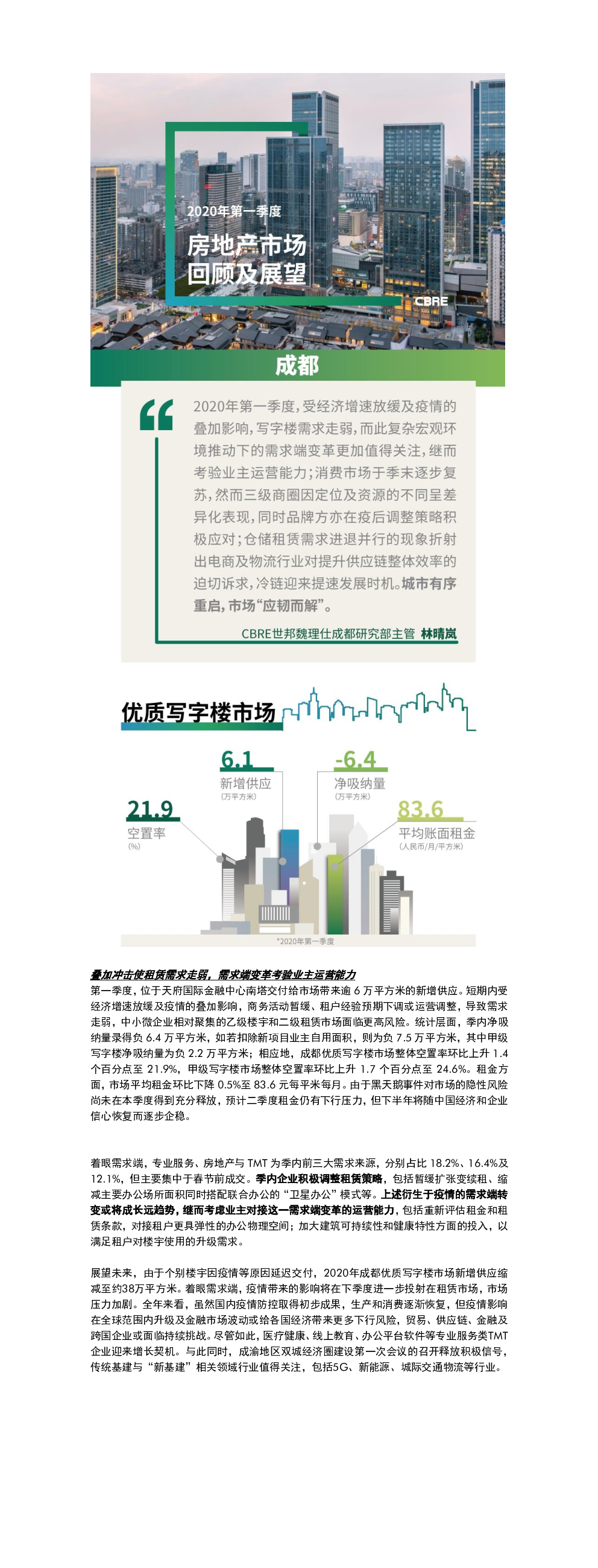 2020年第一季度成都房地产市场回顾及展望