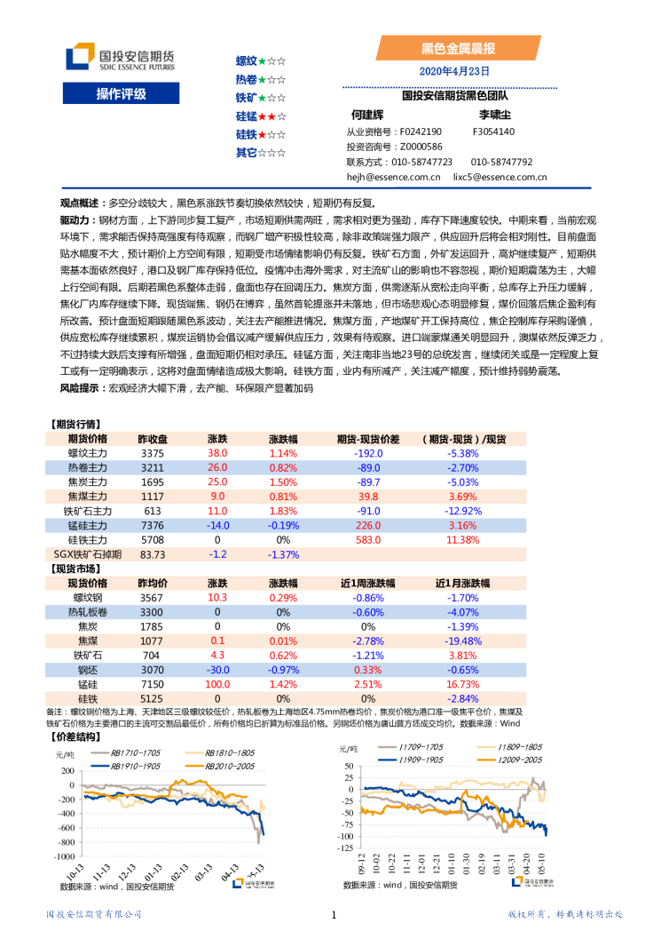国投安信期货黑色金属晨报