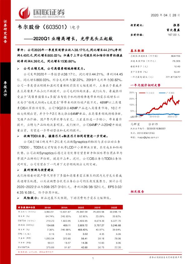2020Q1业绩高增长，光学龙头正起航
