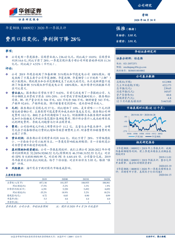 费用口径变化，净利润下降28%