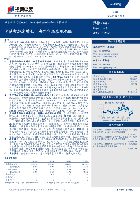 卡萨帝加速增长，海外市场表现亮眼