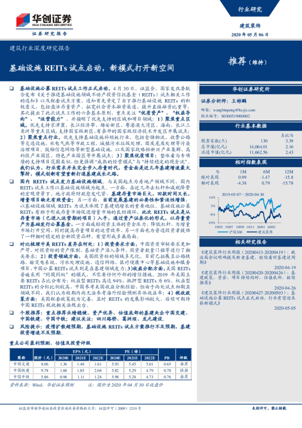 建筑行业深度研究报告：基础设施REITs试点启动，新模式打开新空间