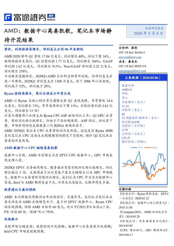 AMD：数据中心高奏凯歌，笔记本市场静待开花结果