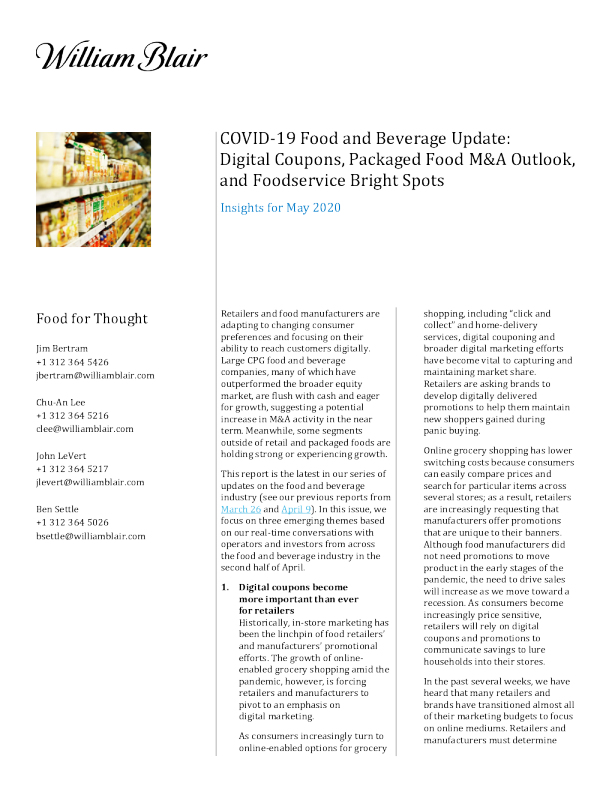 COVID19 食品和饮料更新