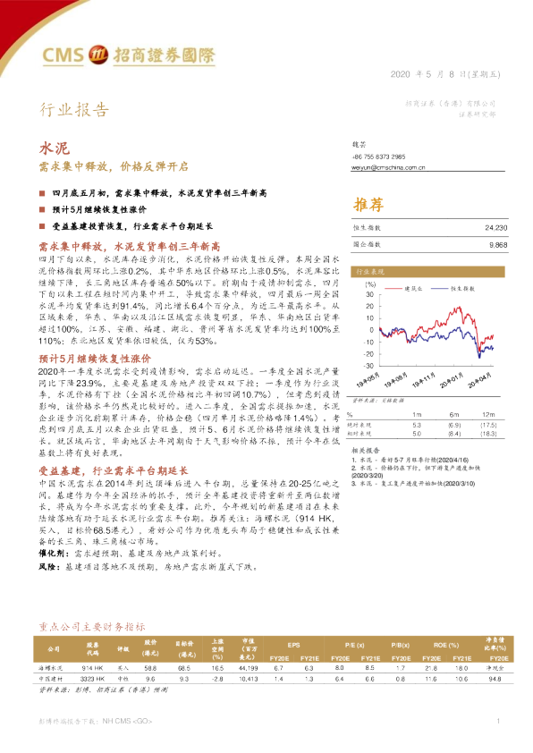 水泥：需求集中释放，价格反弹开启