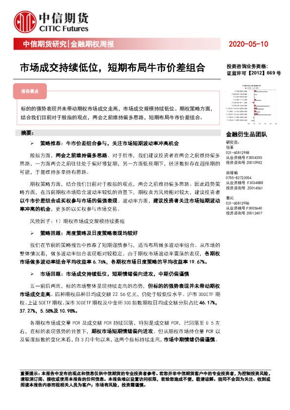 金融期权周报：市场成交持续低位，短期布局牛市价差组合