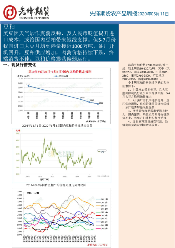 先锋期货农产品周报