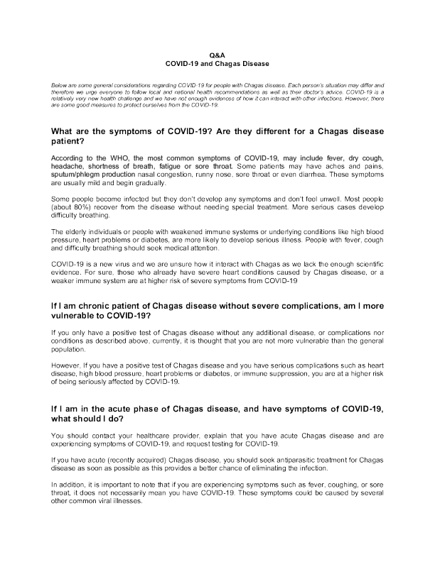 关于COVID-19和查格病问答