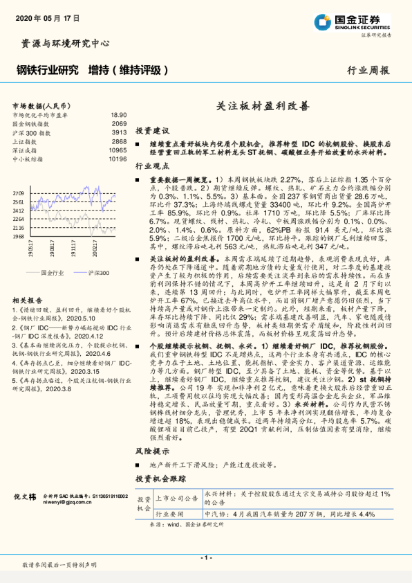 关注板材盈利改善