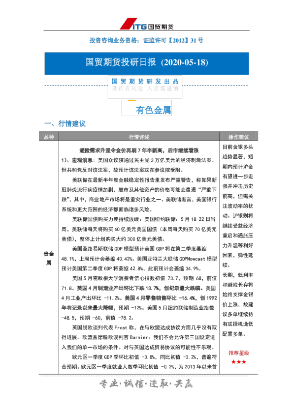 国贸期货投研日报：有色金属