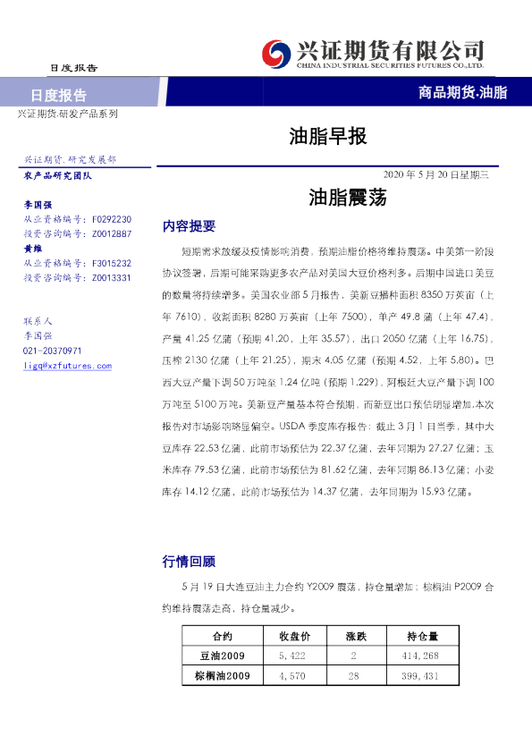 油脂早报：油脂震荡