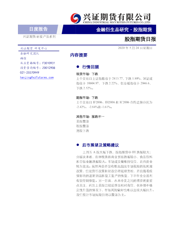 股指期货日报
