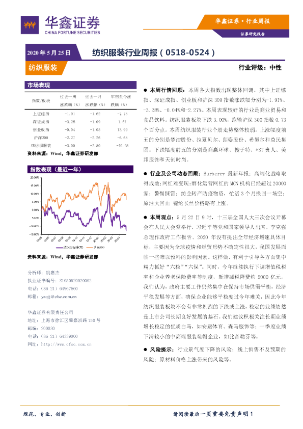 纺织服装行业周报