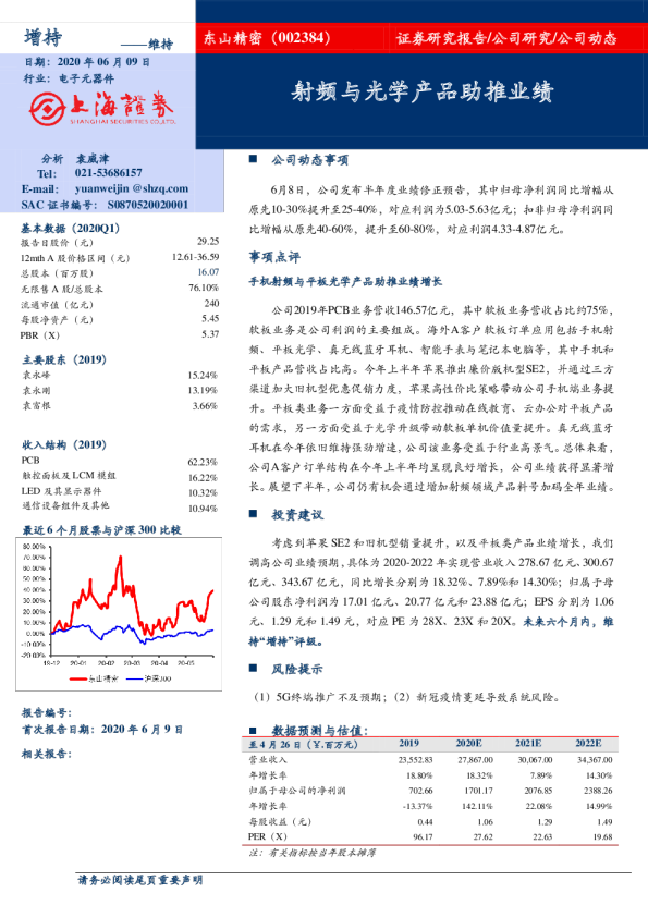 射频与光学产品助推业绩