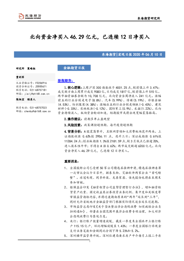 金融期货日报：北向资金净买入46.29亿元，已连续12日净买入