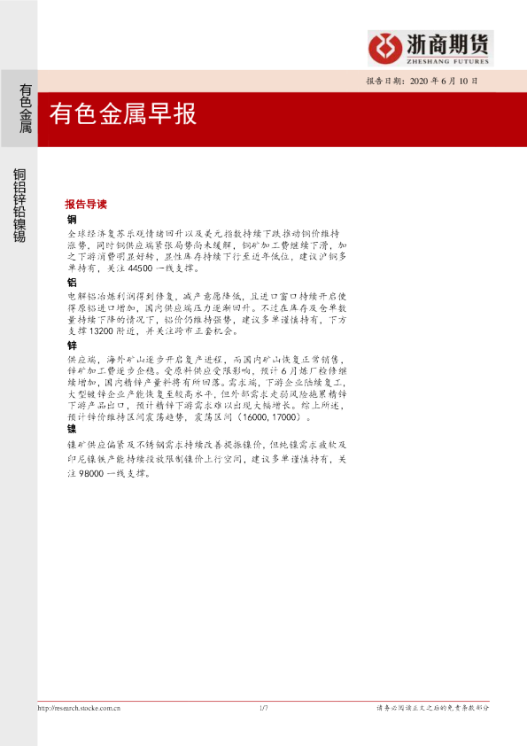 有色金属早报