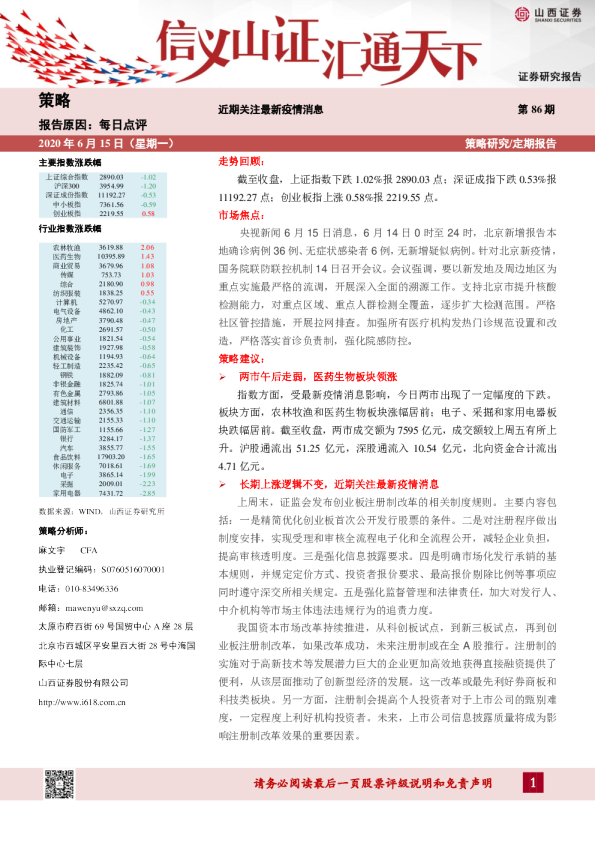 每日点评：近期关注最新疫情消息