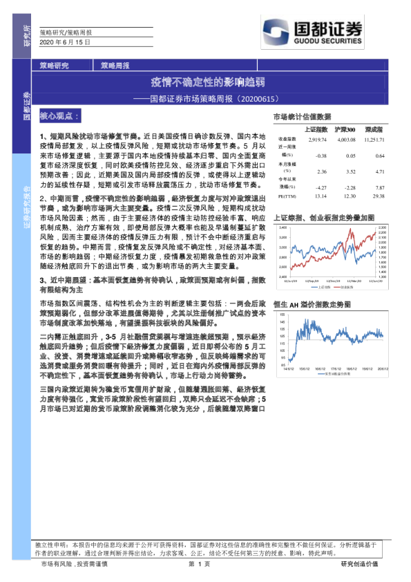 市场策略周报：疫情不确定性的影响趋弱