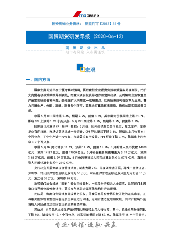 国贸期货研发早报