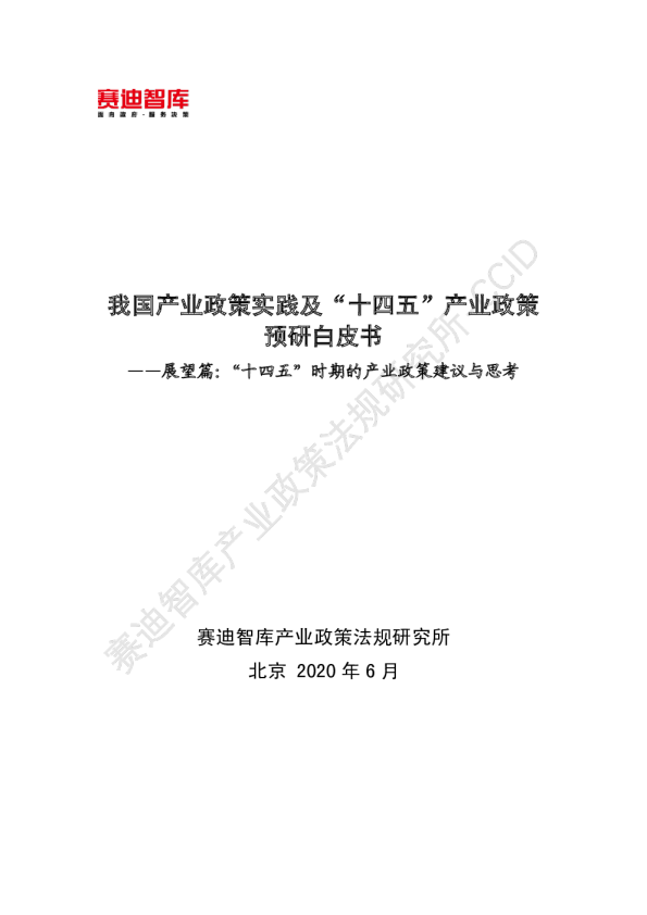 2020年展望篇：“十四五”时期的产业政策建议与思考