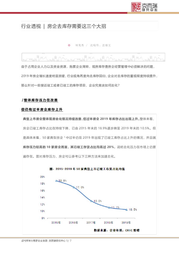 行业透视 | 房企去库存需要这三个大招