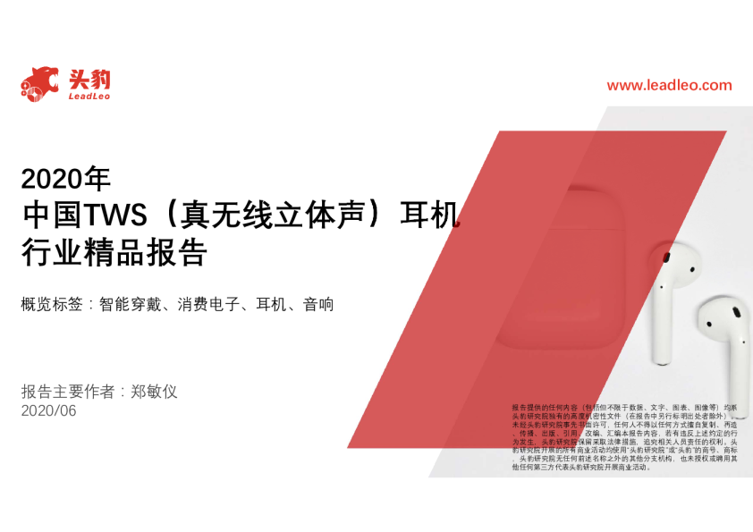 2020年中国TWS（真无线立体声）耳机行业精品报告